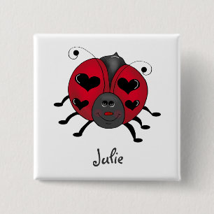 Badge Carré 5 Cm Boguets de jardin · Coccinelle de sourire