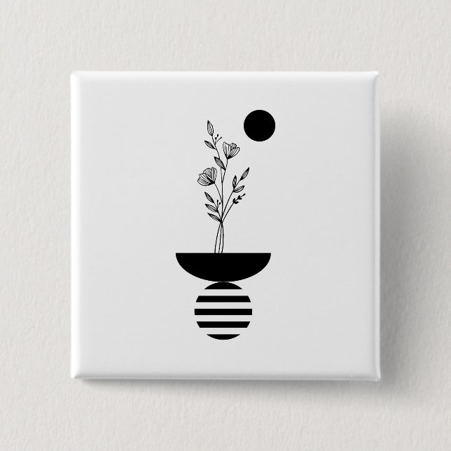 Badge Carré 5 Cm Boho Elegant Flower (Devant)