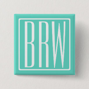 Badge Carré 5 Cm Bold Modern   White on aqua