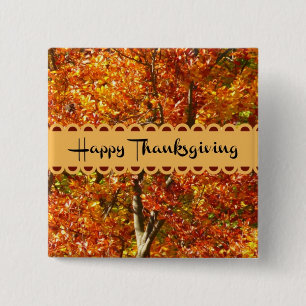Badge Carré 5 Cm Bon thanksgiving - Couleurs d'automne