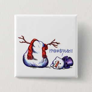 Badge Carré 5 Cm Bonhomme de neige