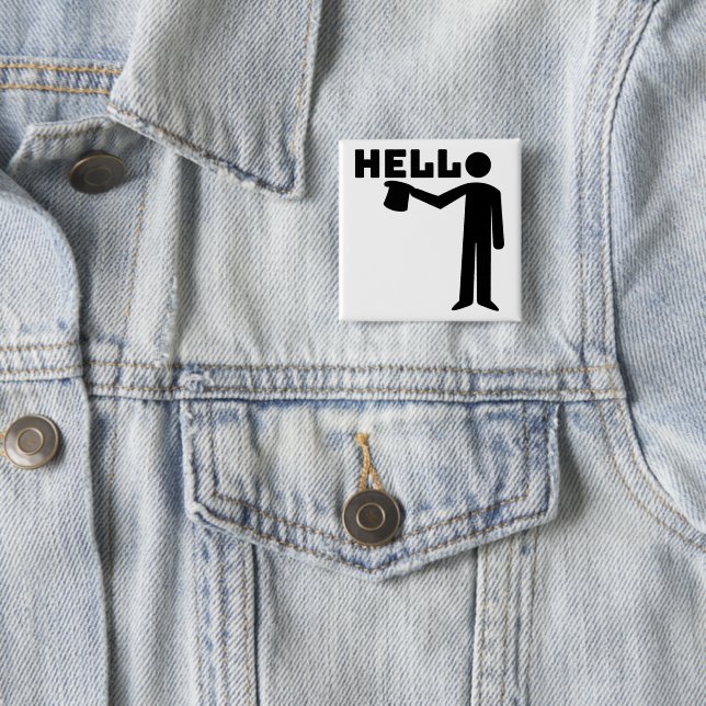 Badge Carré 5 Cm Bonjour  (En situation)