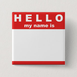 Badge Carré 5 Cm Bonjour mon nom est… Bouton