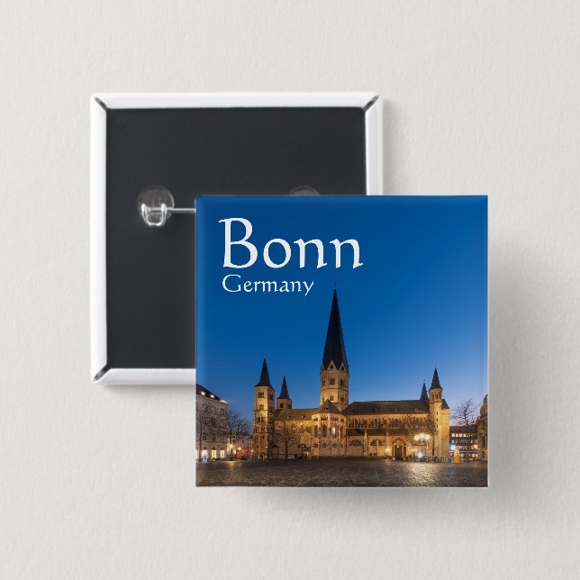 Badge Carré 5 Cm Bonn Allemagne Souvenir (Devant & derrière)