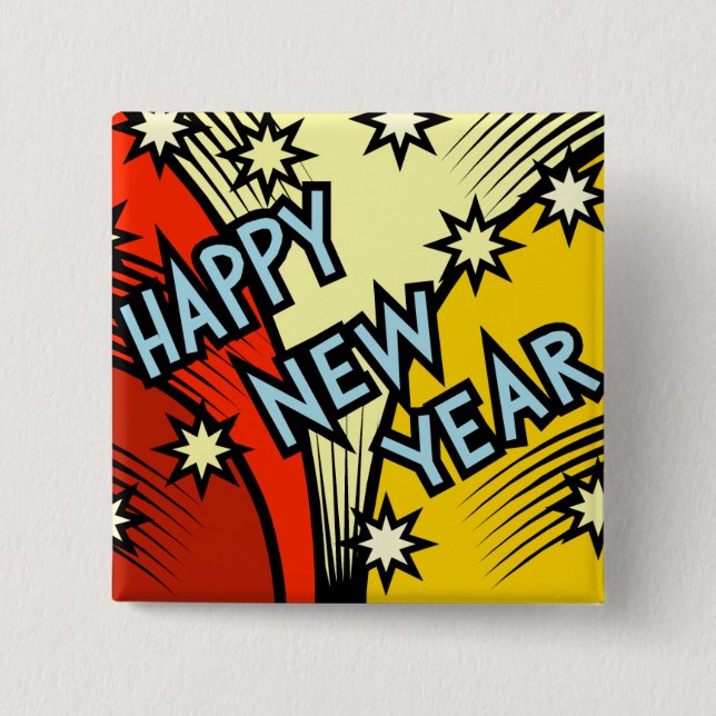 Badge Carré 5 Cm Bonne année (Devant)