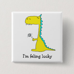 Badge Carré 5 Cm bonne chance Dino