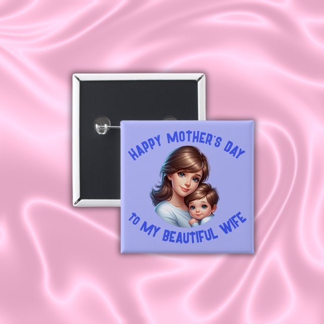 Badge Carré 5 Cm Bonne fête des mères à ma belle femme | (Créateur téléchargé)