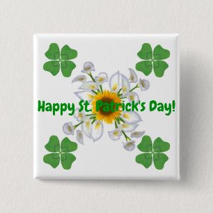 Badge Carré 5 Cm Bonne Saint Patrick ! Clover avec Calla