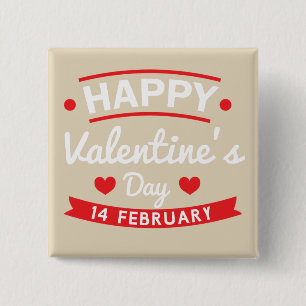 Badge Carré 5 Cm Bonne Saint Valentin le 14 février