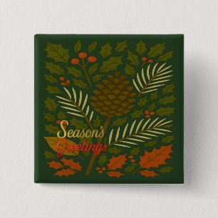 Badge Carré 5 Cm Bonnes Fêtes d'automne et d'hiver