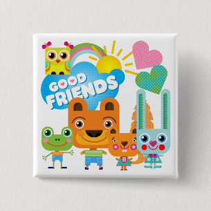 Badge Carré 5 Cm Bons amis d'animaux