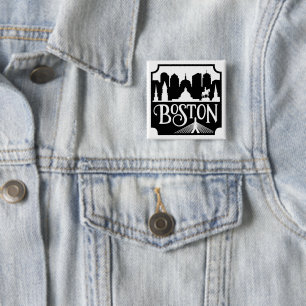 Badge Carré 5 Cm Boston Skyline