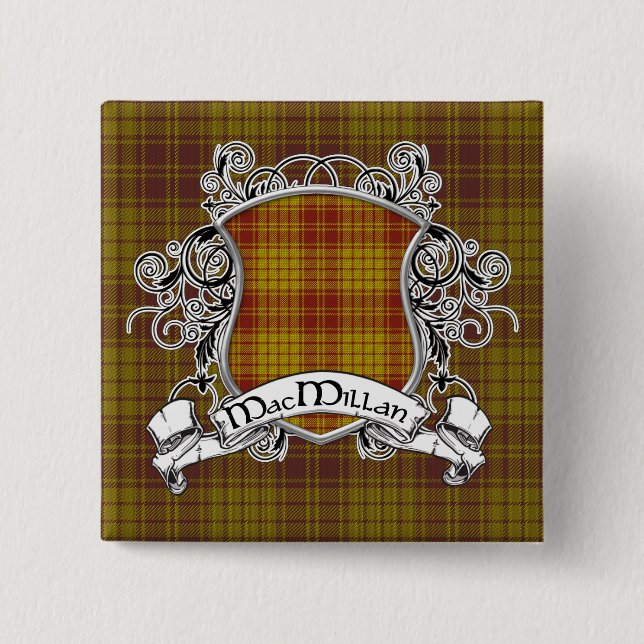 Badge Carré 5 Cm Bouclier de tartan de MacMillan (Devant)