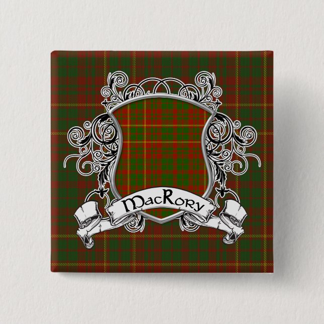 Badge Carré 5 Cm Bouclier de tartan de MacRory (Devant)