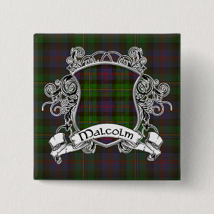 Badge Carré 5 Cm Bouclier de tartan de Malcolm