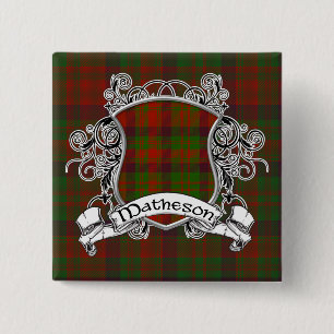 Badge Carré 5 Cm Bouclier de tartan de Matheson