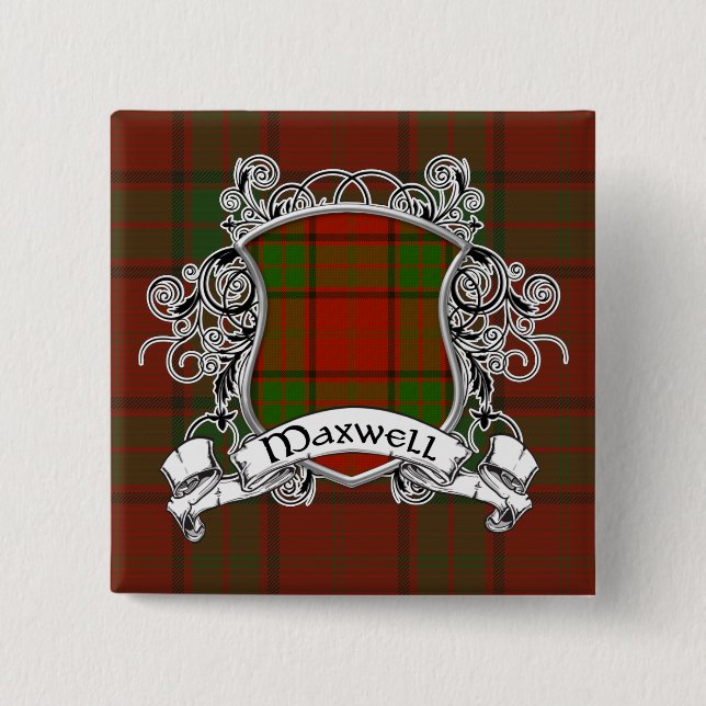 Badge Carré 5 Cm Bouclier de tartan de Maxwell (Devant)