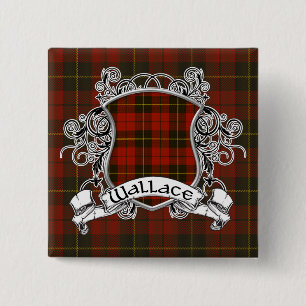Badge Carré 5 Cm Bouclier de tartan de Wallace