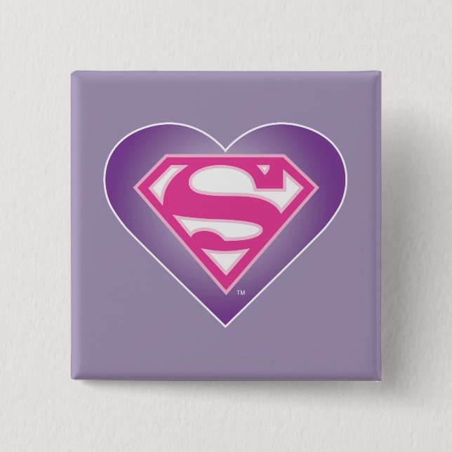 Badge Carré 5 Cm Bouclier du coeur pourpre (Devant)
