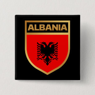Badge Carré 5 Cm Bouclier du pavillon de l'Albanie