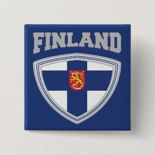 Badge Carré 5 Cm Bouclier et emblème de drapeau de Finlande