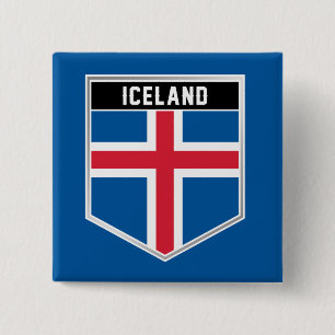 Badge Carré 5 Cm Bouclier indicateur Islande