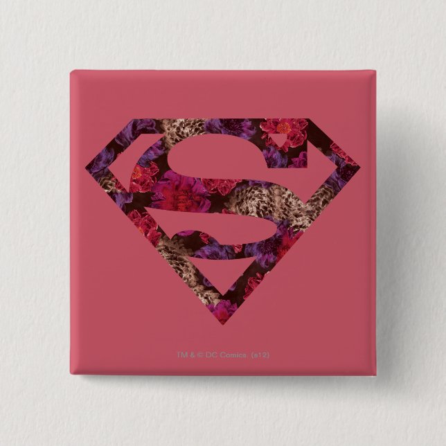 Badge Carré 5 Cm Bouclier S rose Floral (Devant)