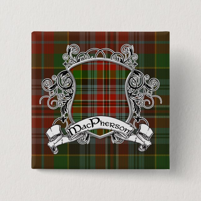 Badge Carré 5 Cm Bouclier Tartan MacPherson (Devant)