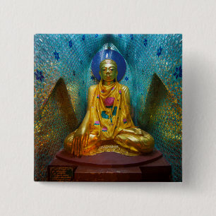 Badge Carré 5 Cm Bouddha dans alcôve ornée