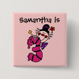 Badge Carré 5 Cm Bougie rose Clown 3e Bouton d'anniversaire