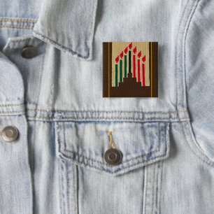 Badge Carré 5 Cm Bougies Kwanzaa et insigne Kinara Crochet