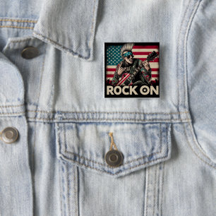 Badge Carré 5 Cm boule de roche et de rouleau