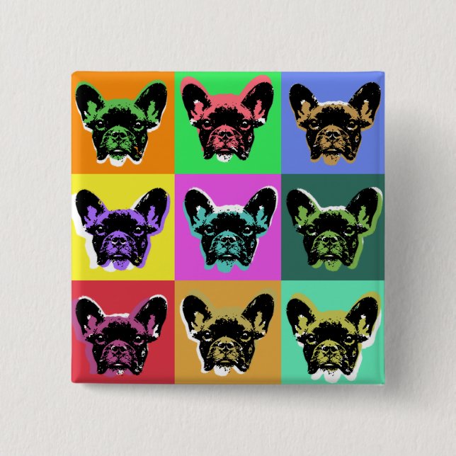 Badge Carré 5 Cm Bouledogue français (Devant)