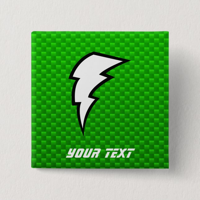 Badge Carré 5 Cm Boulon de foudre vert (Devant)