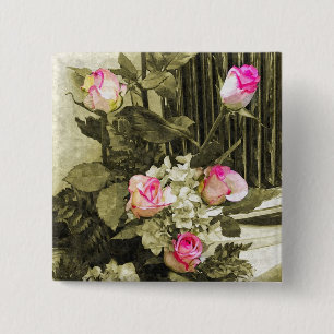 Badge Carré 5 Cm Bouquet de mariage vintage