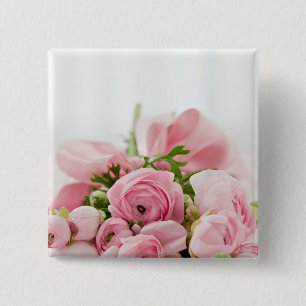 Badge Carré 5 Cm Bouquet Roses roses roses
