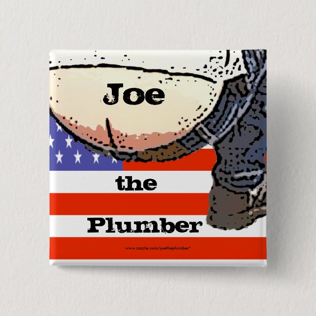 Badge Carré 5 Cm Bout de plombiers… Joe le bouton de plombier (Devant)