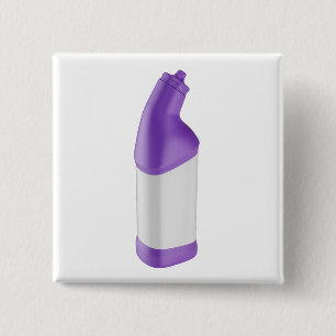 Badge Carré 5 Cm Bouteille nettoyante violette avec étiquette vierg