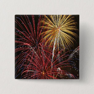 Badge Carré 5 Cm Bouton 4 juillet Fireworks