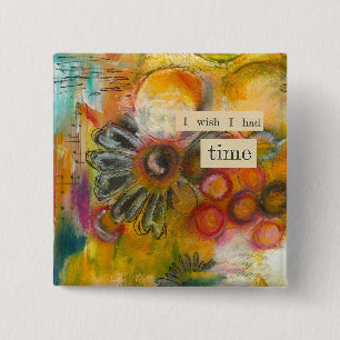 Badge Carré 5 Cm bouton abstrait de temps