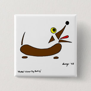 Badge Carré 5 Cm Bouton Abstrait Wiener Dog