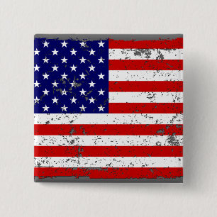 Badge Carré 5 Cm Bouton affligé de drapeau américain