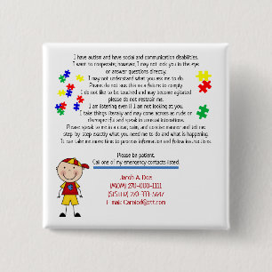 Badge Carré 5 Cm Bouton Ajouter votre Carré Info Enfants
