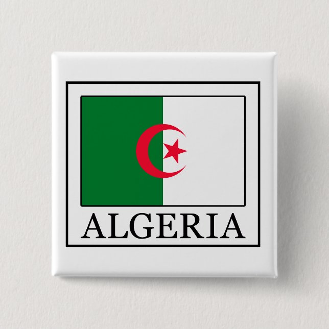 Badge Carré 5 Cm Bouton Algérie (Devant)