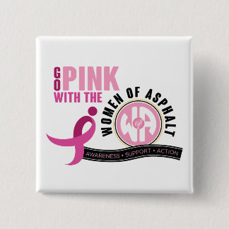 Badge Carré 5 Cm Bouton "Aller avec le rose"