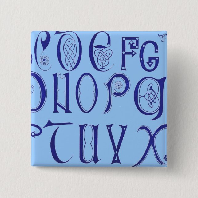 Badge Carré 5 Cm Bouton Alphabet (Devant)