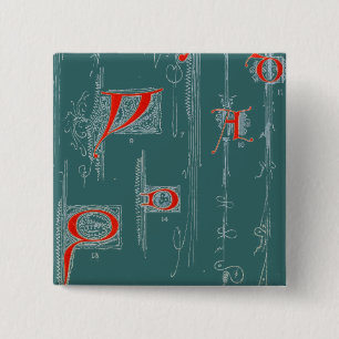 Badge Carré 5 Cm Bouton Alphabet