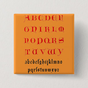 Badge Carré 5 Cm Bouton Alphabet