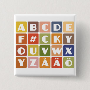 Badge Carré 5 Cm Bouton Alphabets coquins
