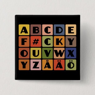 Badge Carré 5 Cm Bouton Alphabets coquins